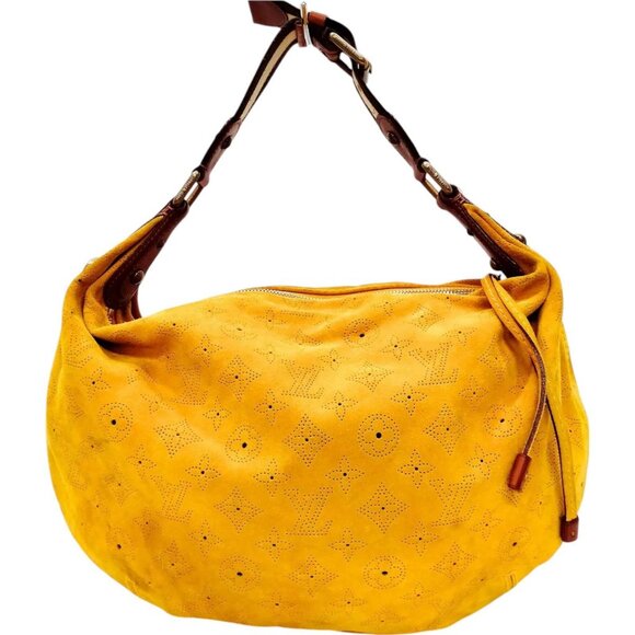 208479AX (X6) Louis Vuitton Shoulder Bag Onata GM Yellow Monogram Suede - Picture 1 of 9